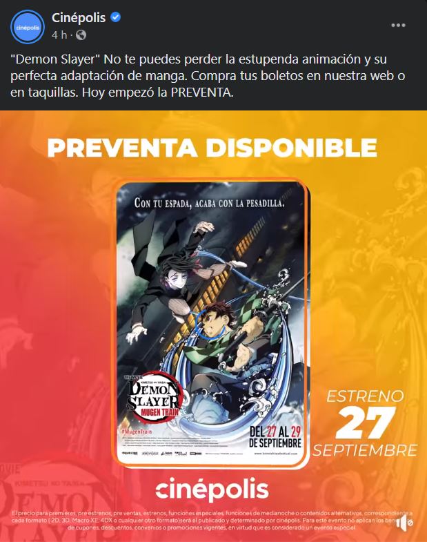 Parte la preventa de Kimetsu No Yaiba: ¿Dónde comprar entradas?